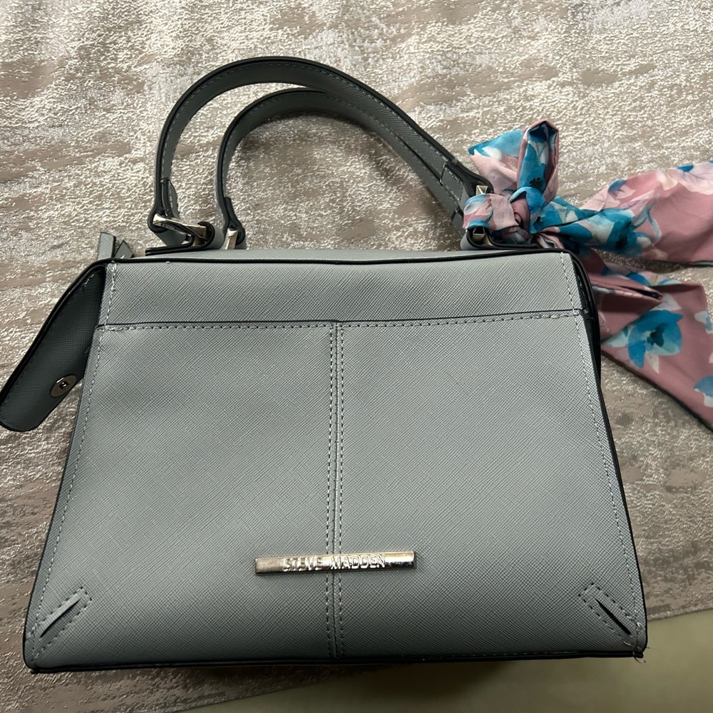 Steve Madden Gray Satchel with Pink Floral Scarf